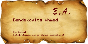 Bendekovits Ahmed névjegykártya